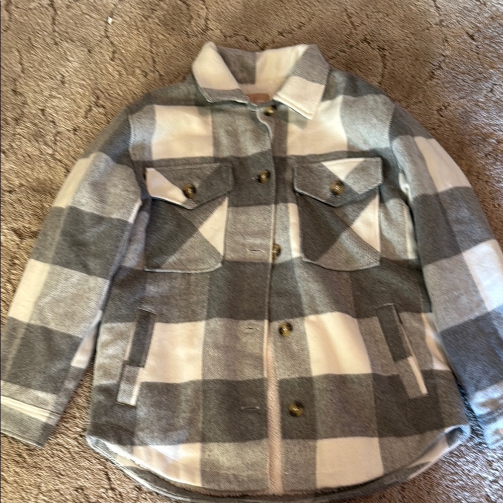 Women’s Plaid Jacket - Gray and White